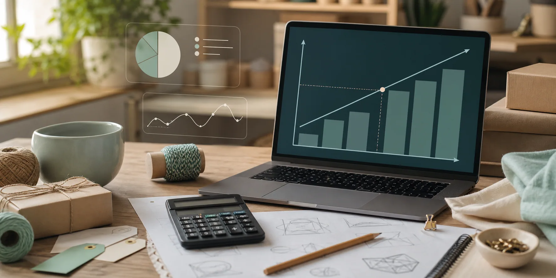 Handwritten pricing notes beside parcels and charts