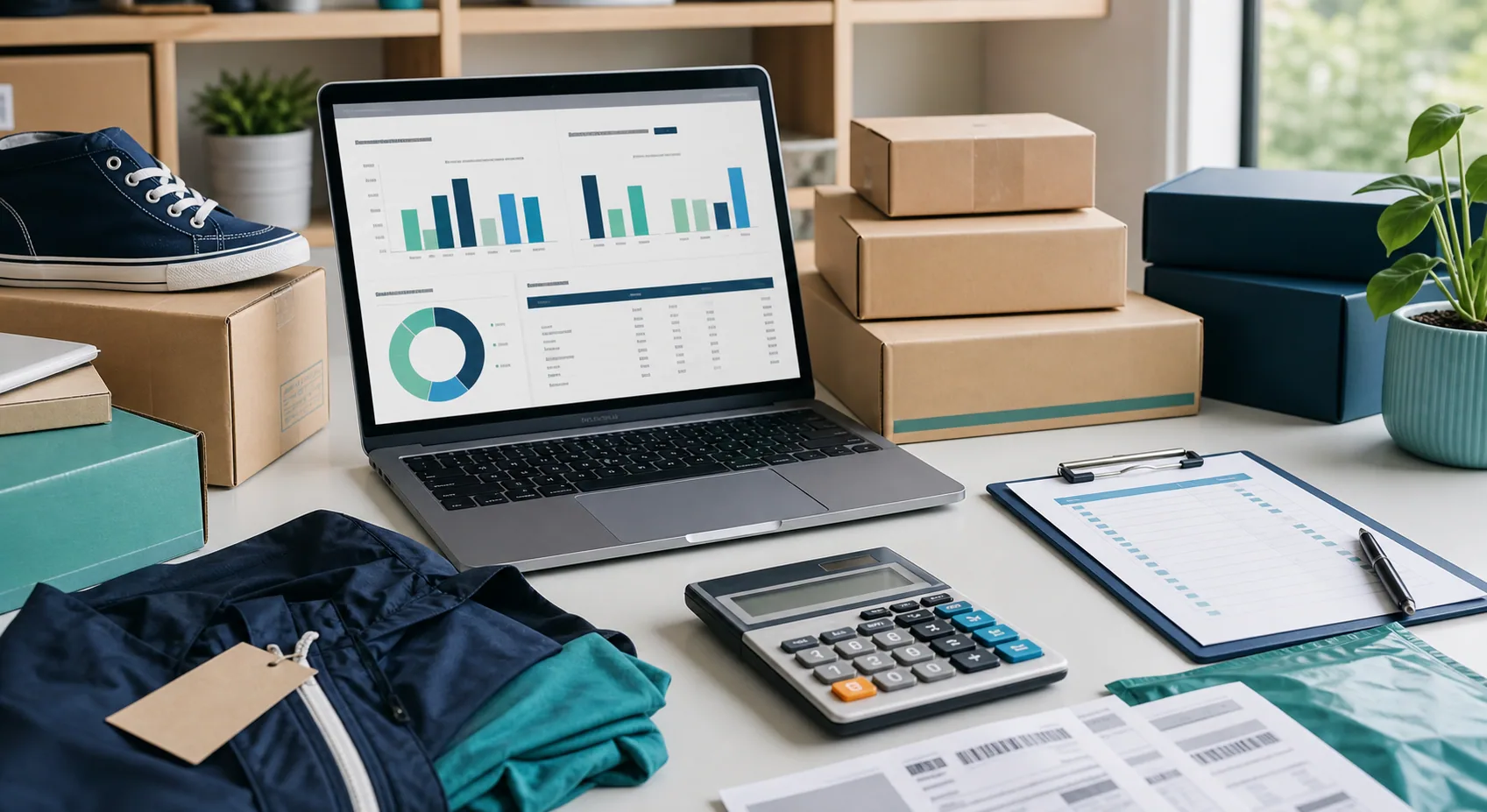 Marketplace listing cards beside parcels and calculations