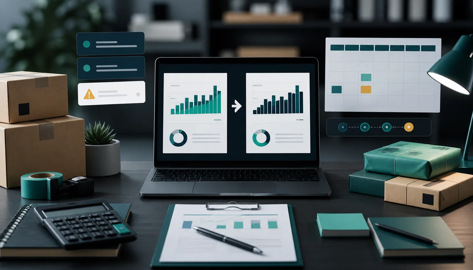 Fee update notes and dashboard cards in a seller workspace